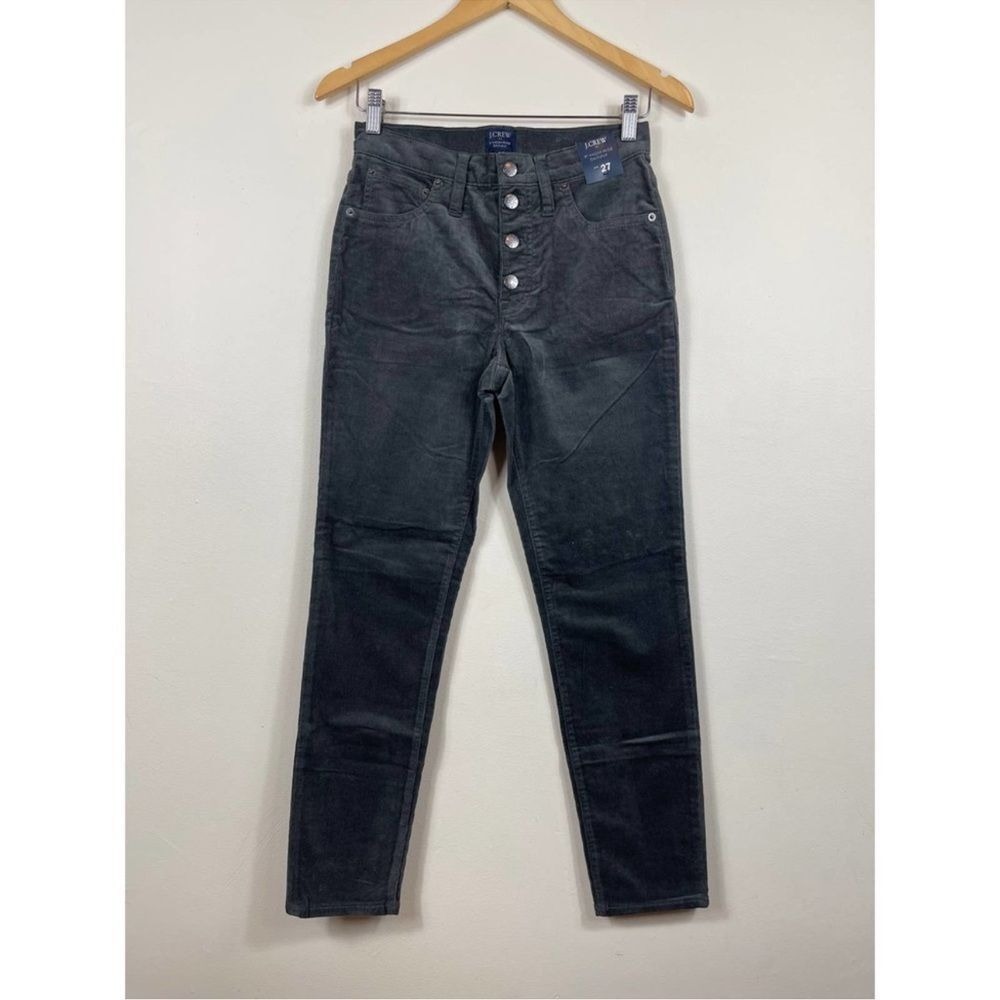J.Crew 9 High-Rise Skinny Corduroy Pants Charcoal Gray Button Fly‎ 27 NWT (1009)